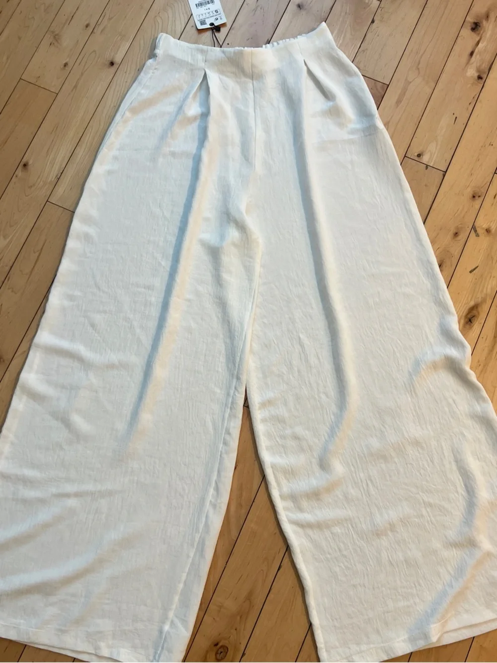 Zara Wide Leg Linen-Blend Pants in Cream